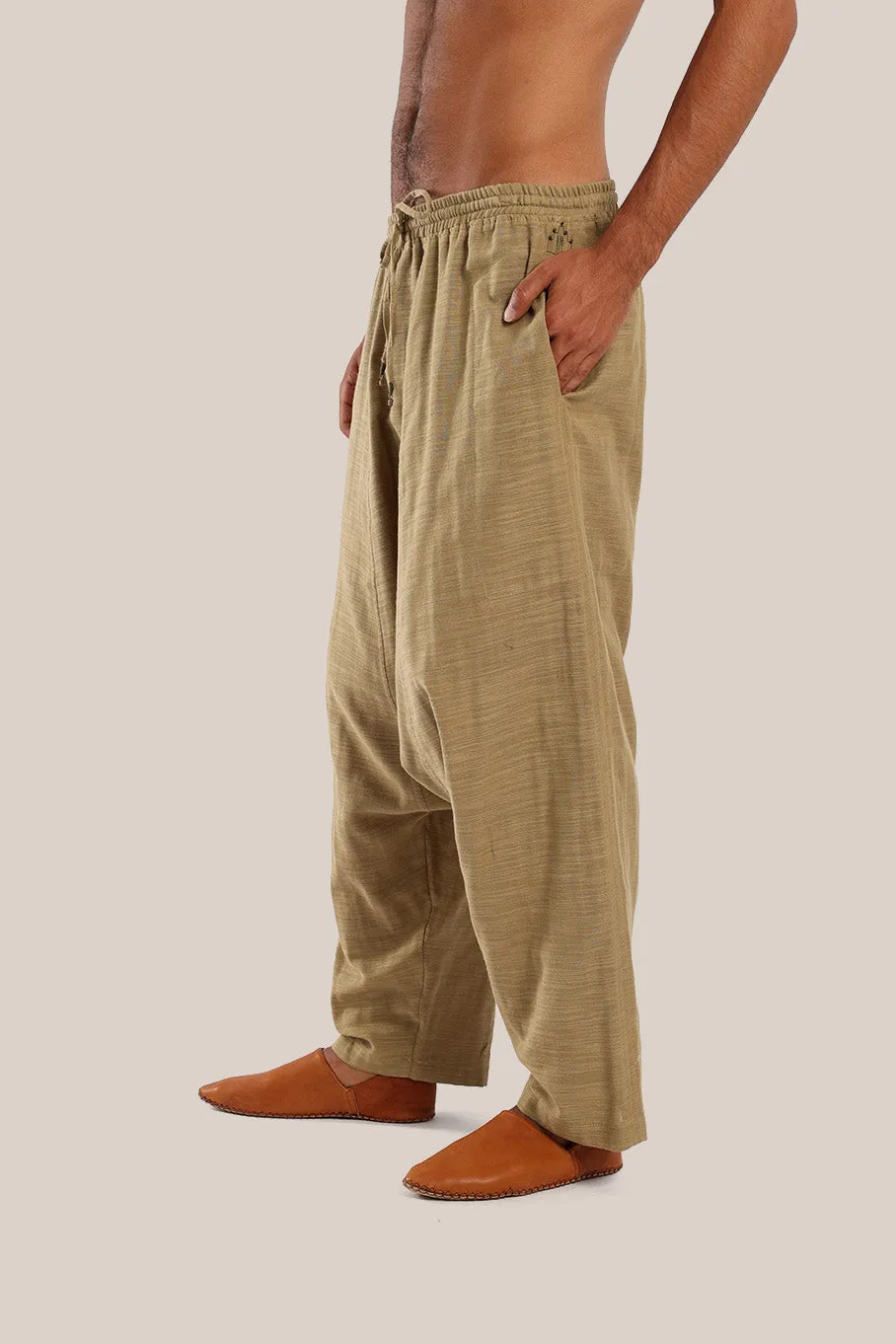 Harem pants with drawstring detail embroidery