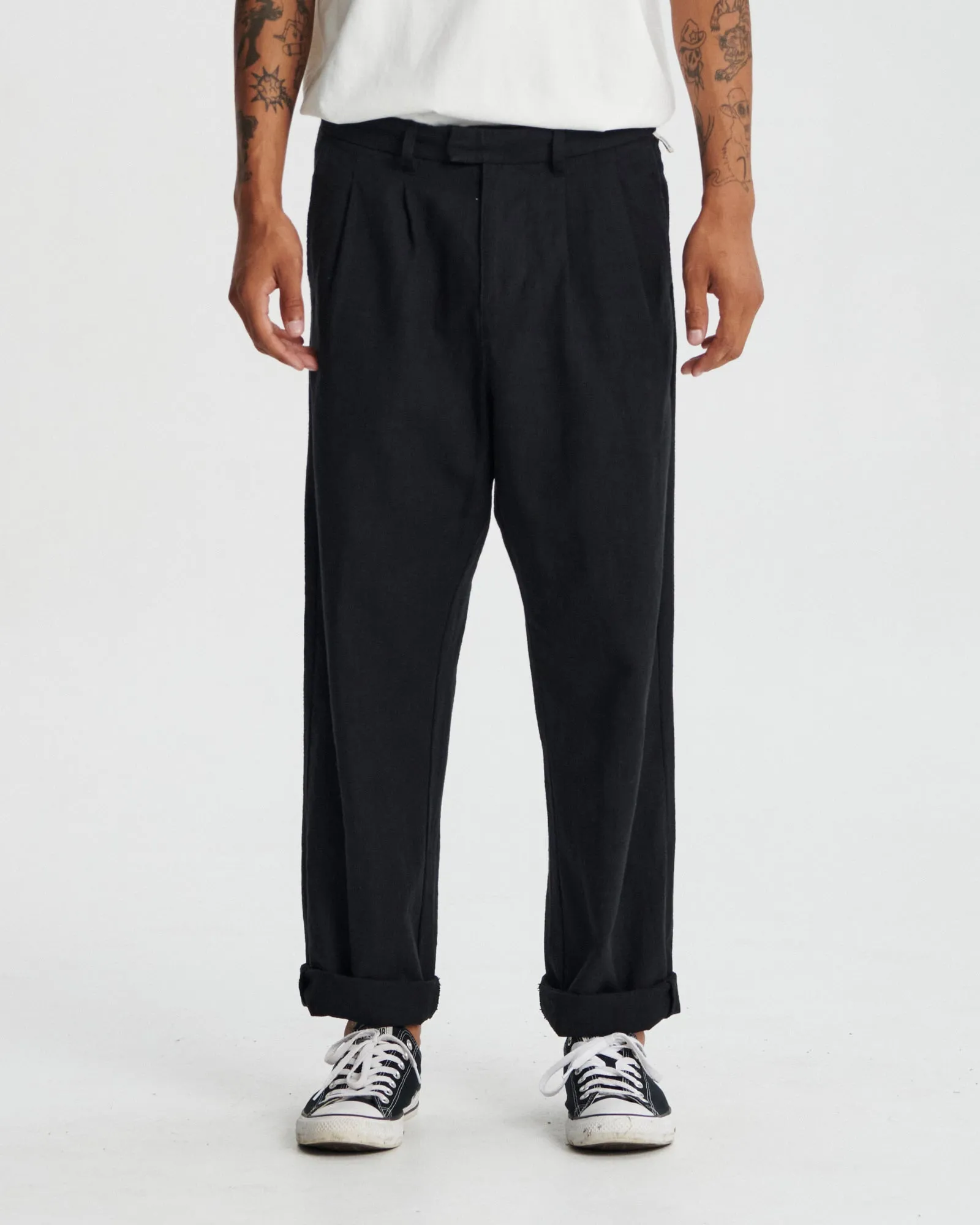Harro Linen Pleat Pant - Black
