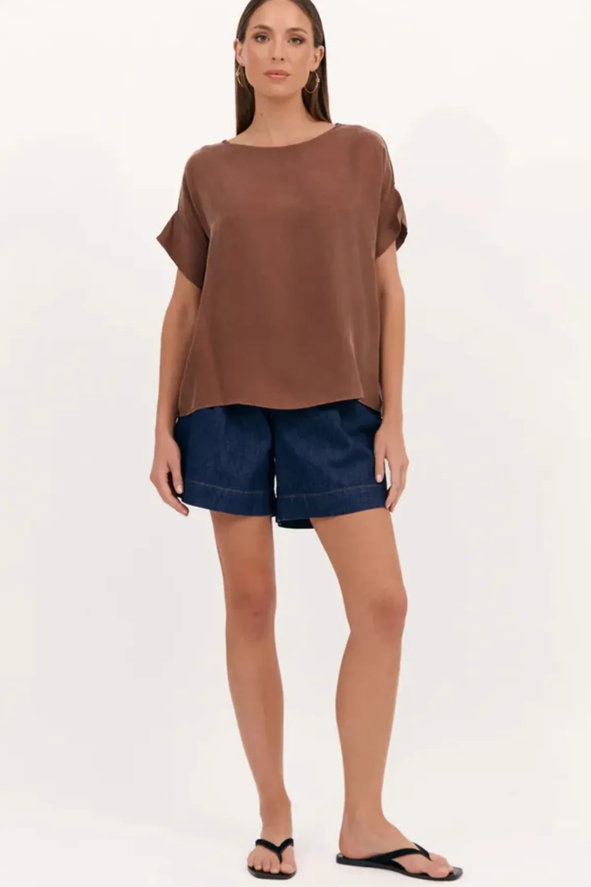 Hayden Pleated Denim Short