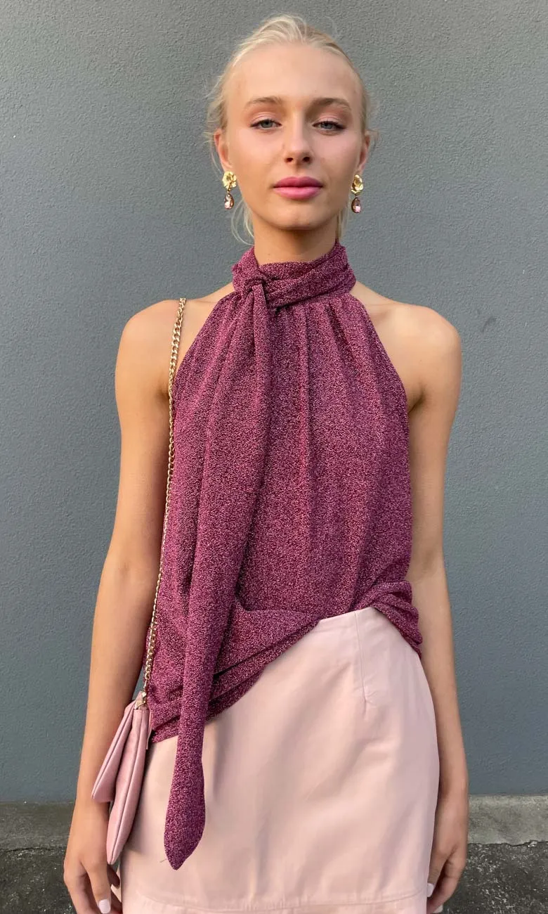 Hoss Raspberry Lurex Glam Halter
