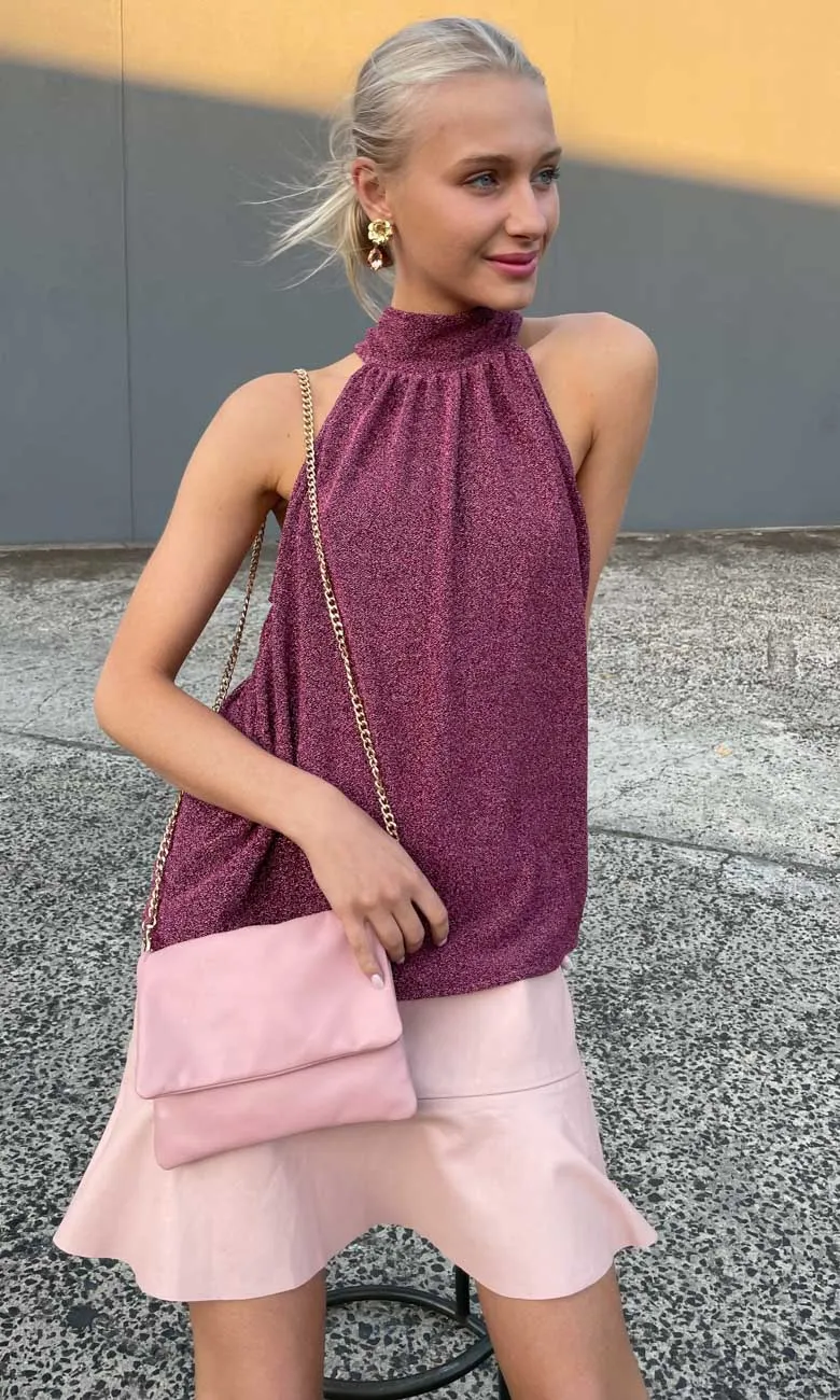 Hoss Raspberry Lurex Glam Halter