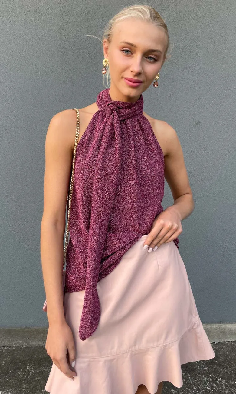 Hoss Raspberry Lurex Glam Halter