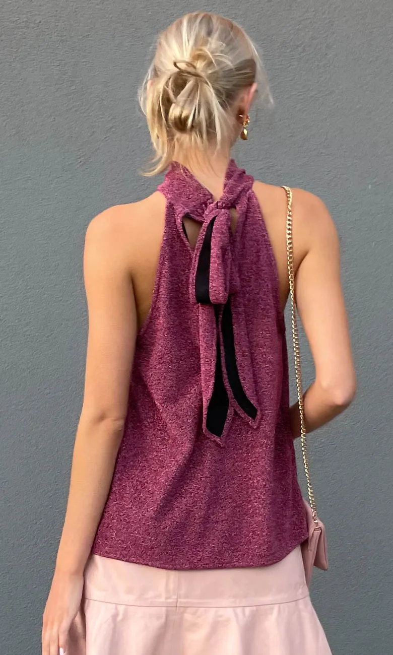 Hoss Raspberry Lurex Glam Halter