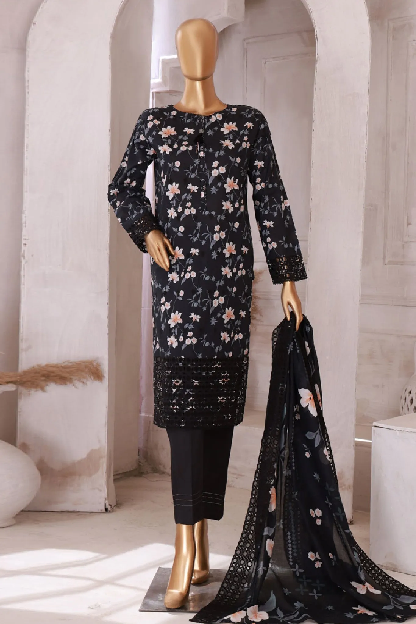 HZ Stitched 3 Piece Printkari Emb Lawn Collection'2024-PKL-403