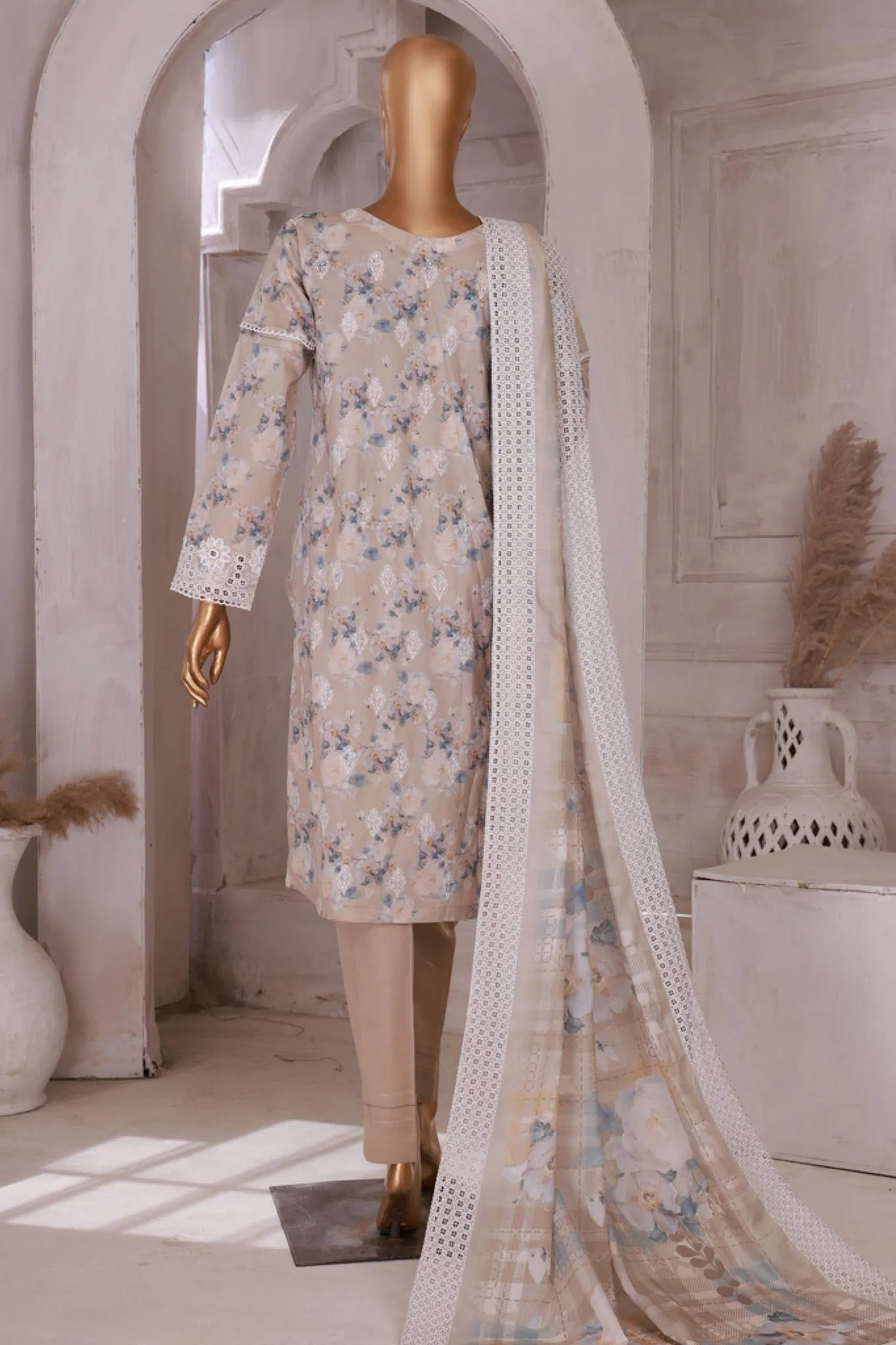 HZ Stitched 3 Piece Printkari Emb Lawn Collection'2024-PKL-405