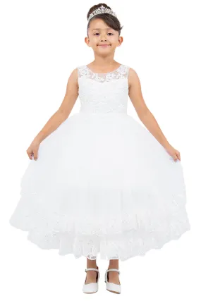 Illusion Top Lace Tulle Flower Girl Dress by Cinderella Couture USA AS5129