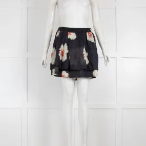 Isabel Marant Etoile Navy Double Layer Poppy Print MIni Skirt