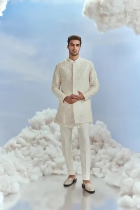 Ivory Mehtab Bagh Jaal Short Sherwani Set