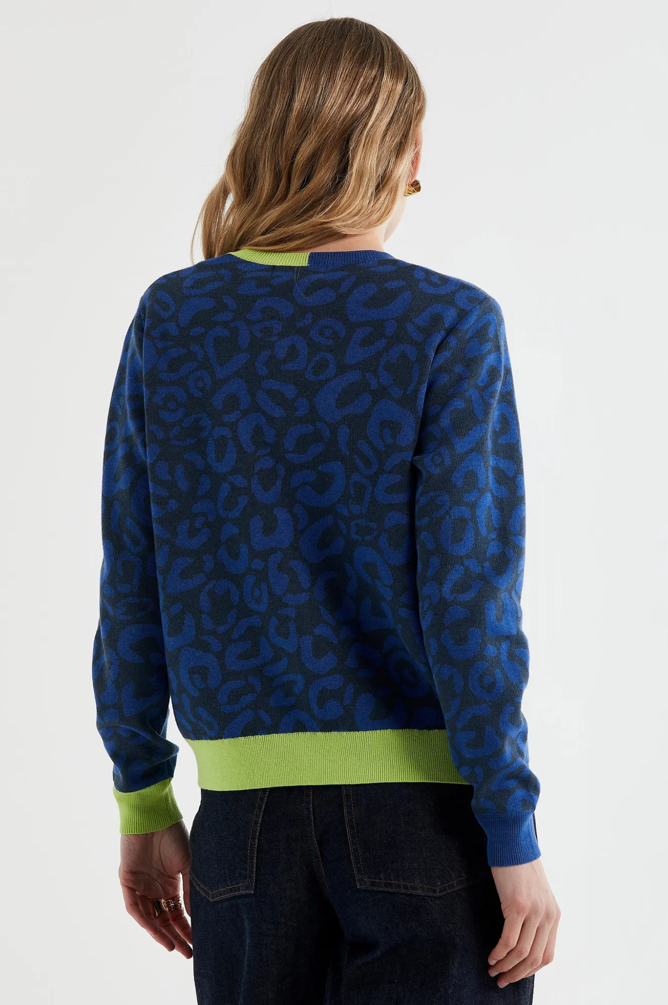 Leopard Cardigan - Dark Denim