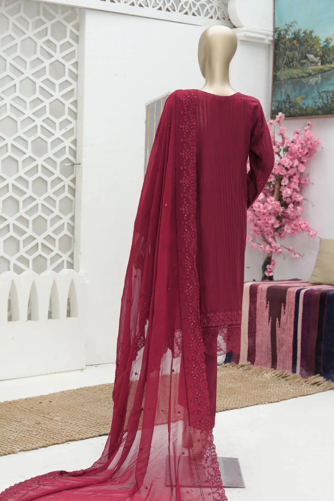Linnokari by Hz Embroidered Pret Collection'2023-138-Maroon