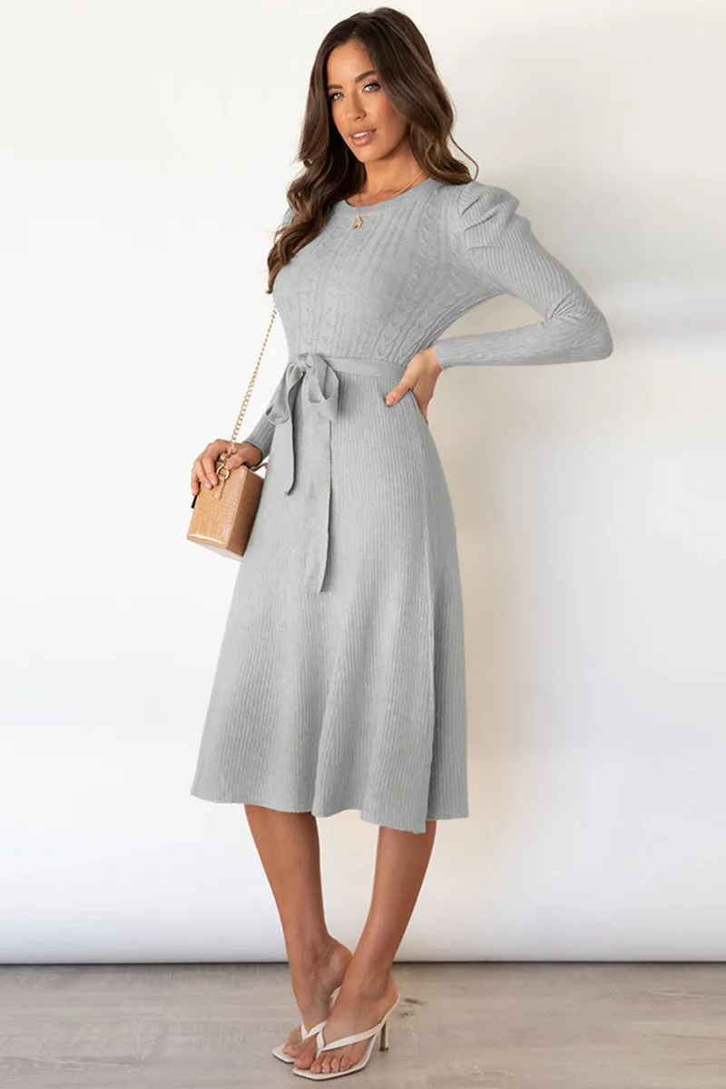 Long Sleeve Tie Waist Sweater Dress