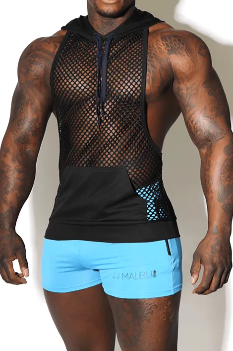 Lustful Fishnet Stringer Hoodie - Black