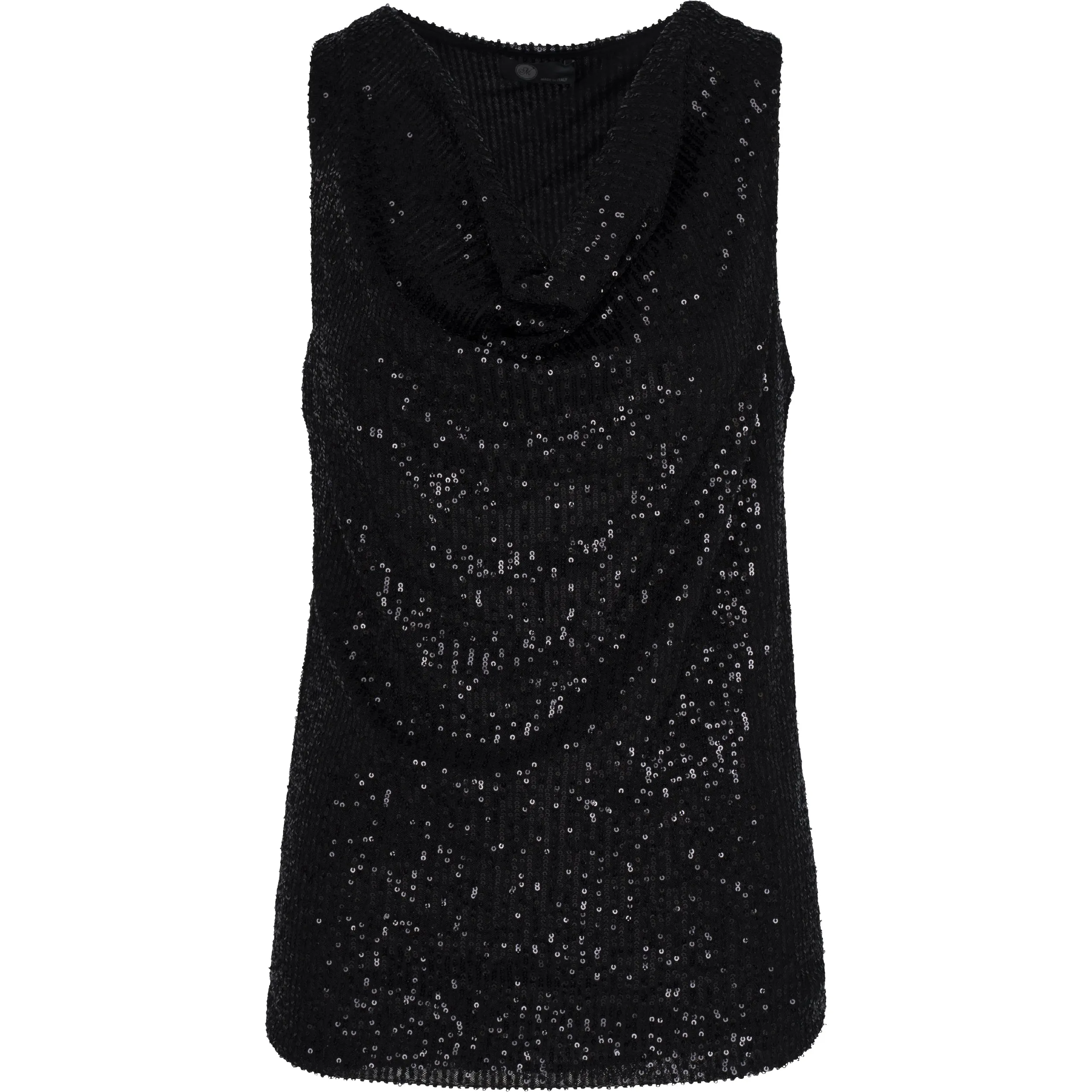 M Made in Italy – Sequin Sleeveless Cowl-Neck Top
