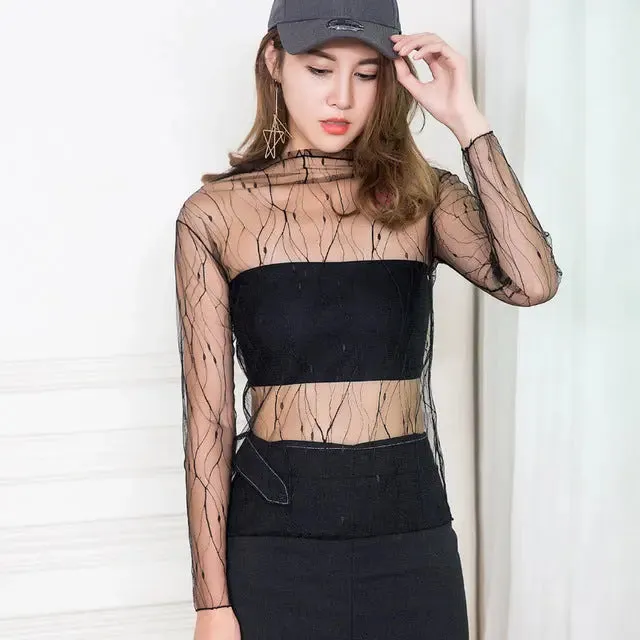 Mesh Tops Long Sleeve FOR WOMEN'S