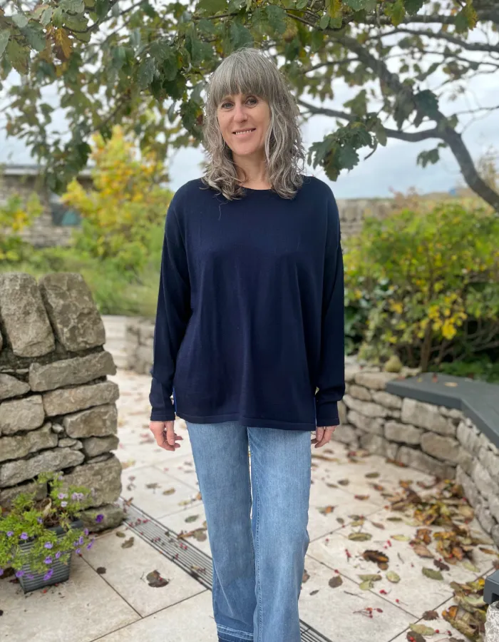 Ochre Boxy Fine Knit in Navy