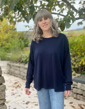 Ochre Boxy Fine Knit in Navy