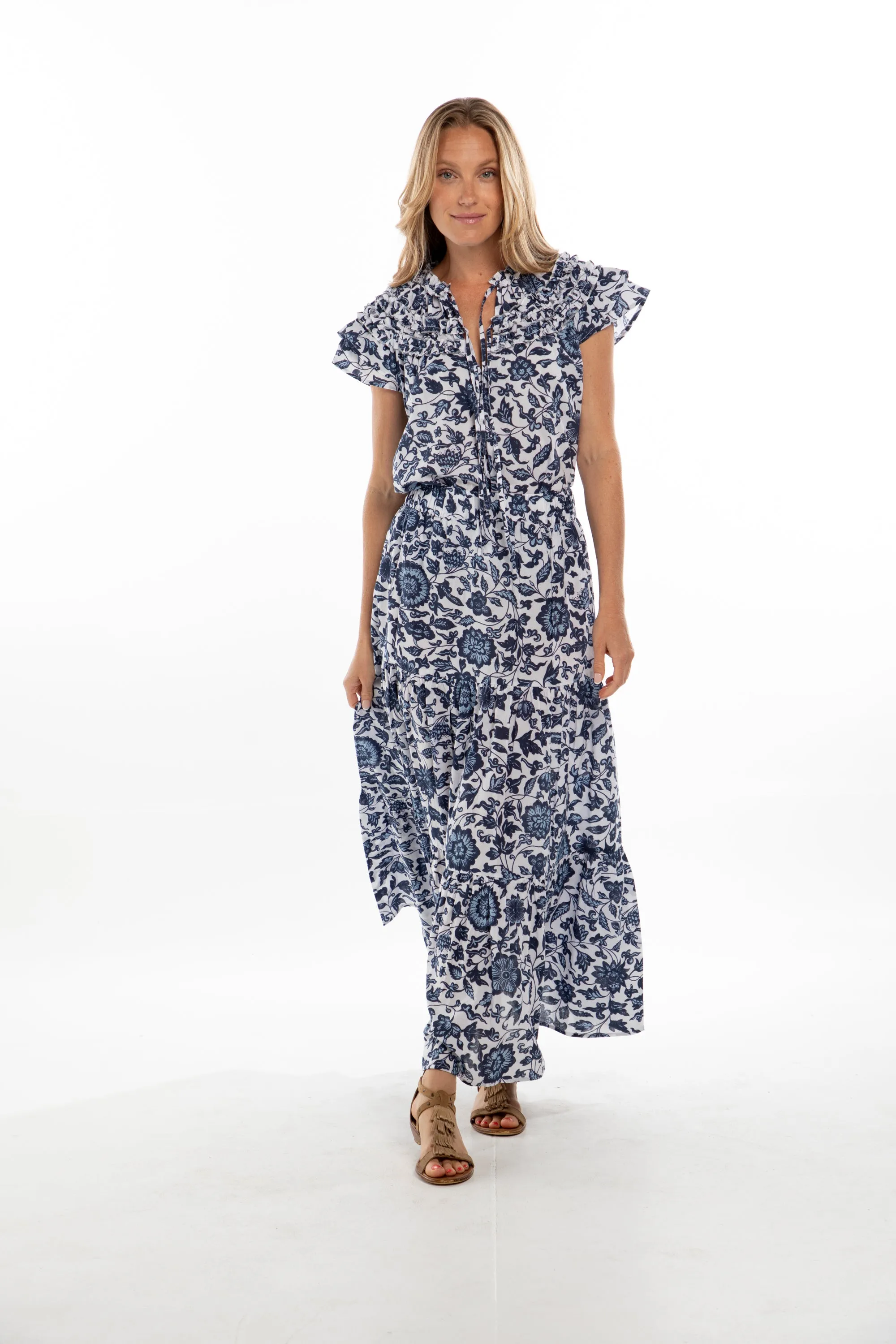 Ollie Top. Blue Flowers