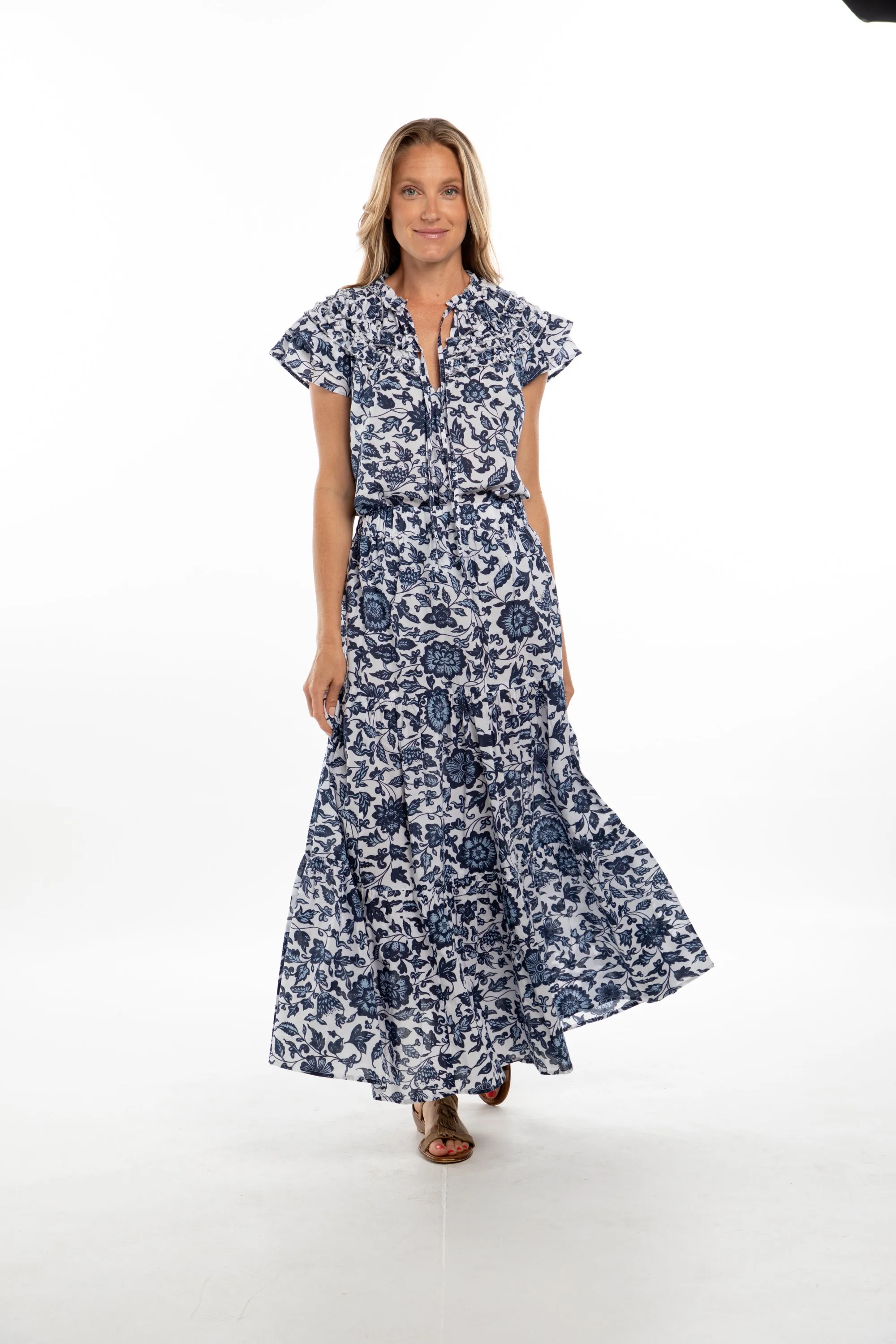 Ollie Top. Blue Flowers