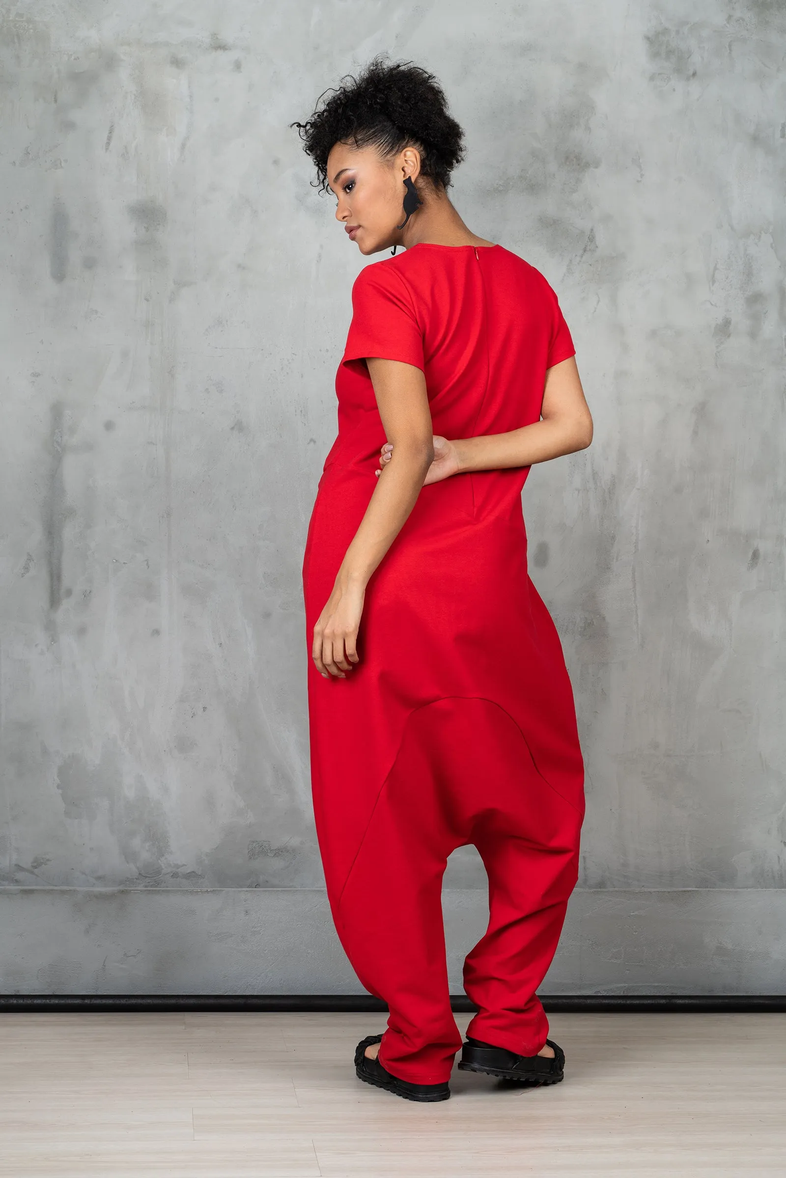 Oversized White Harem Overalls
