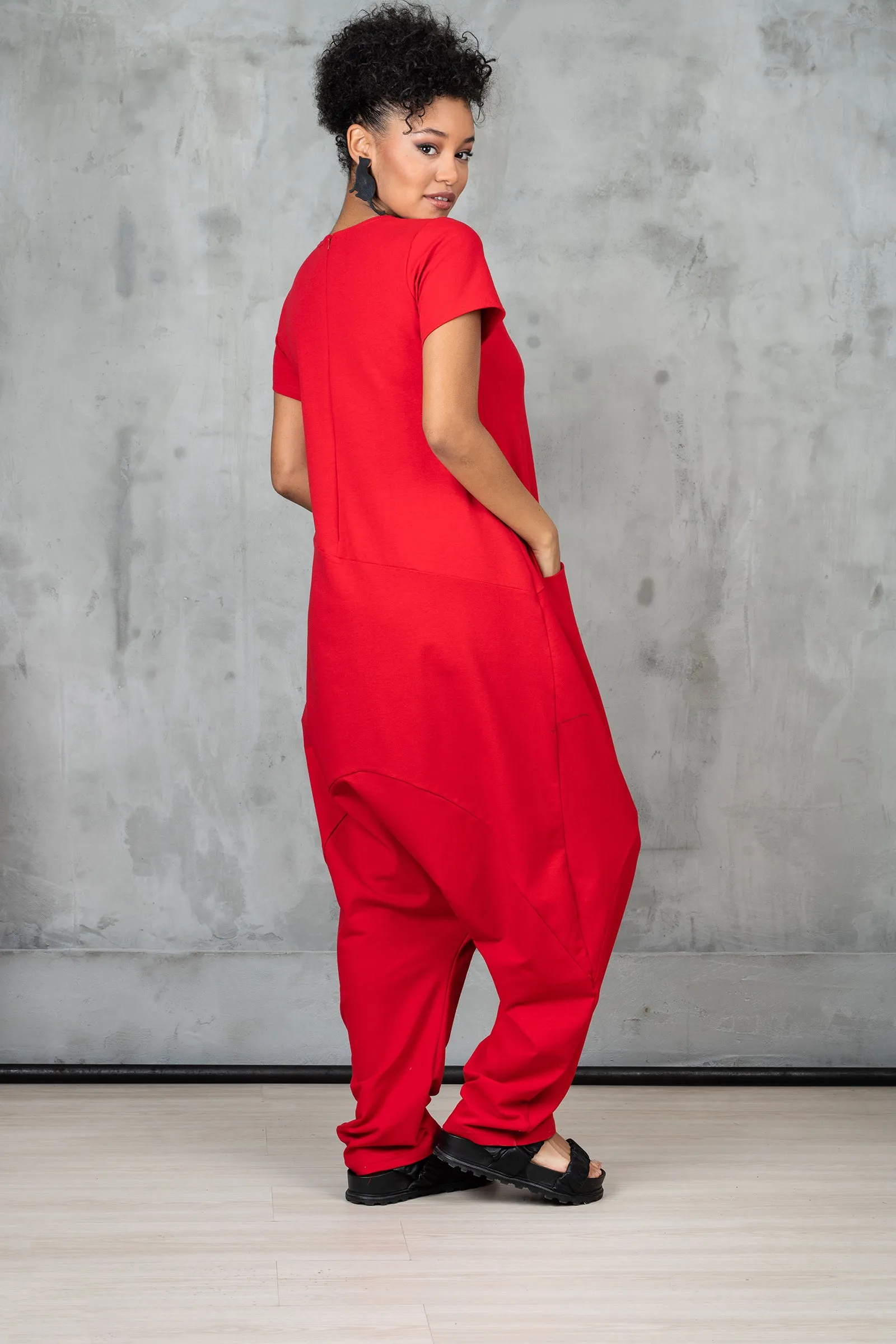 Oversized White Harem Overalls