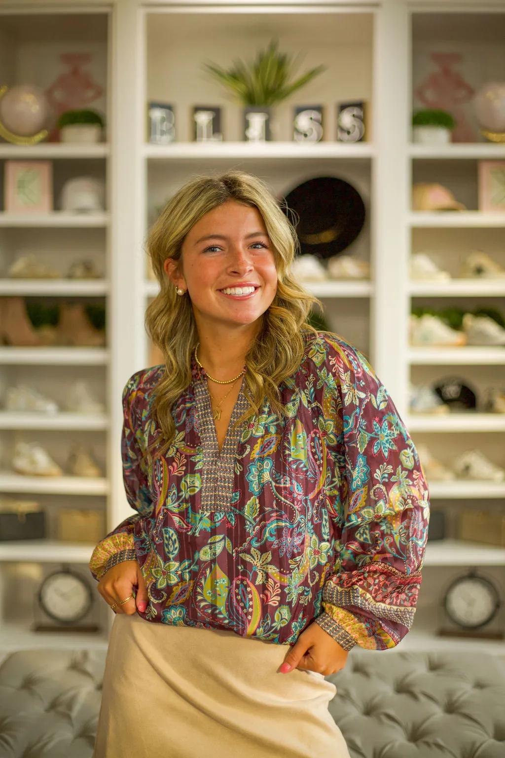 Paisley Border Printed Blouse