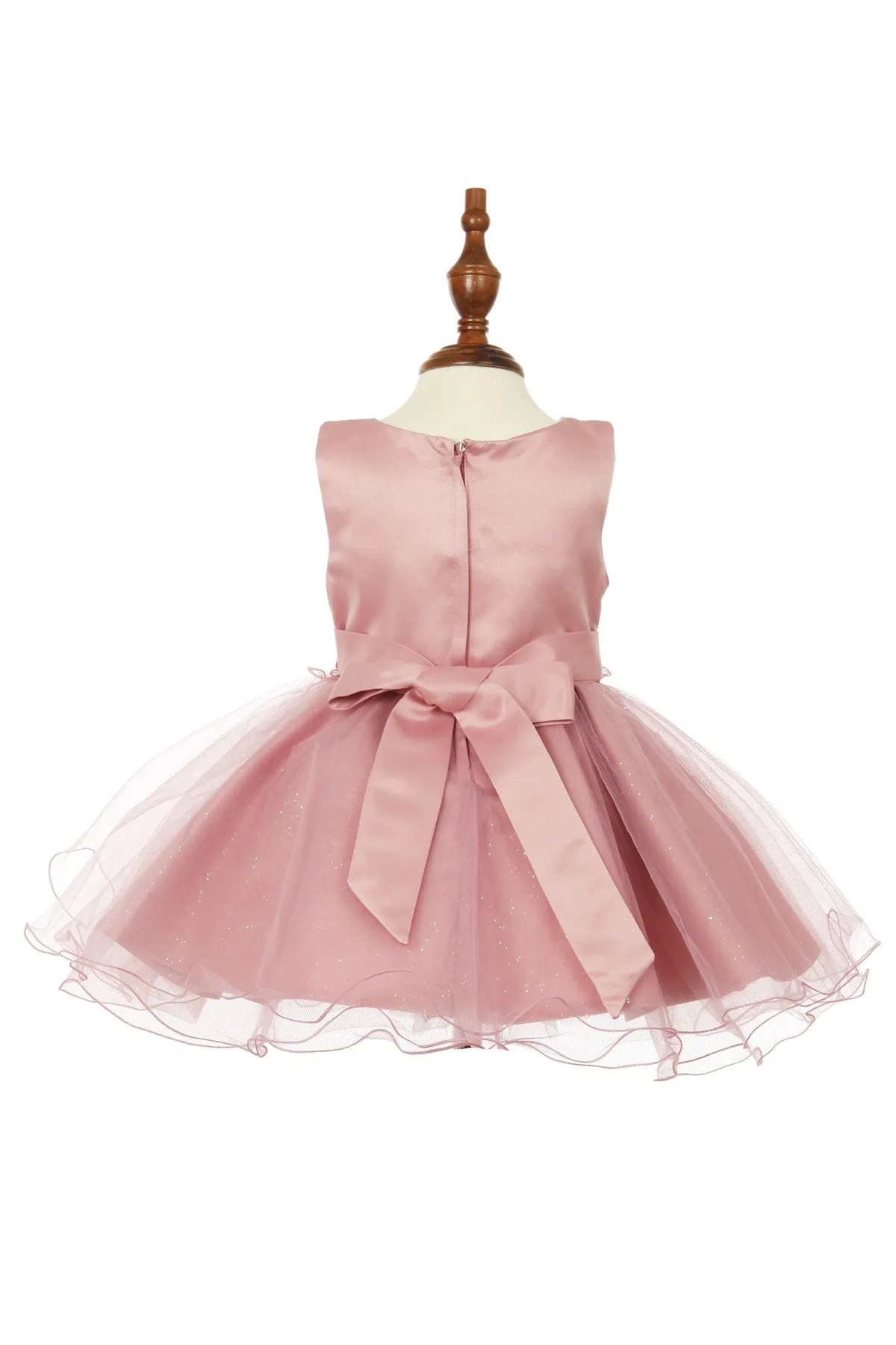 Pearl Beaded 3D Floral Applique Baby Dress by Cinderella Couture USA AS9109