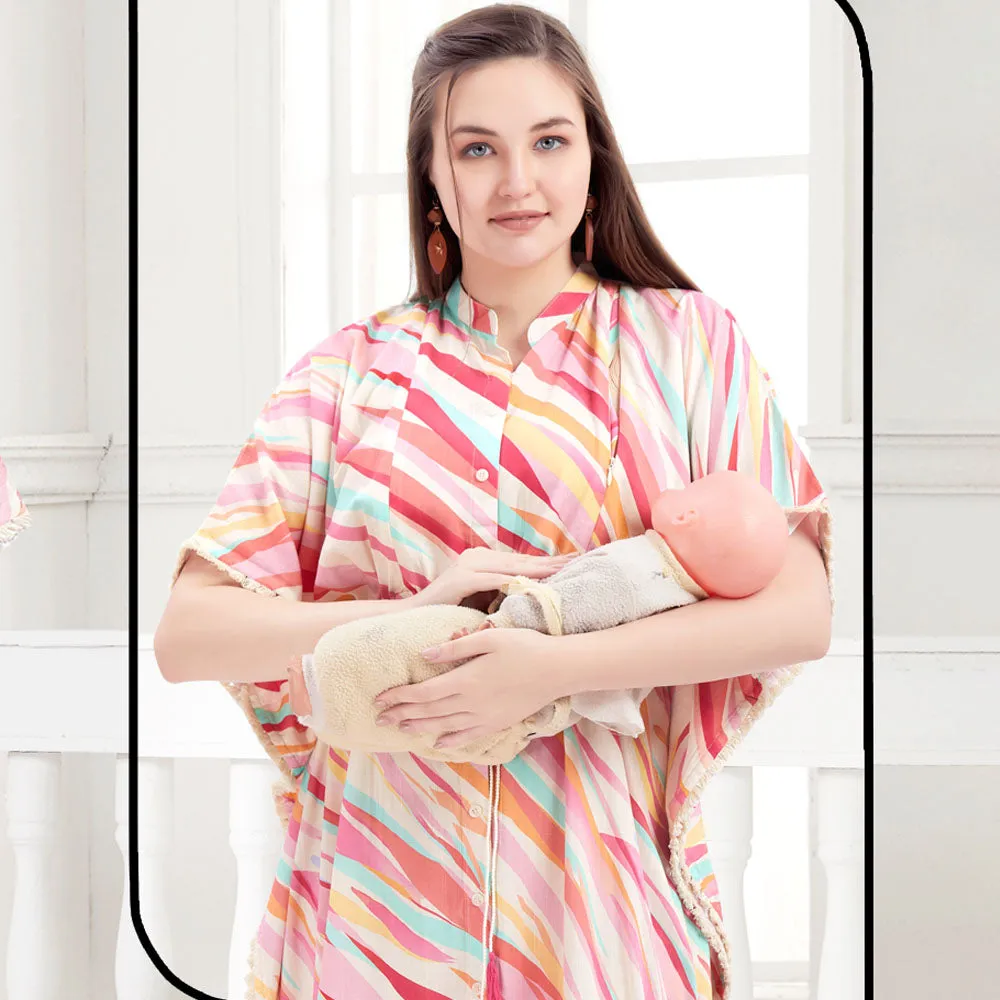 Pink Nursing Maternity Kaftan Dress