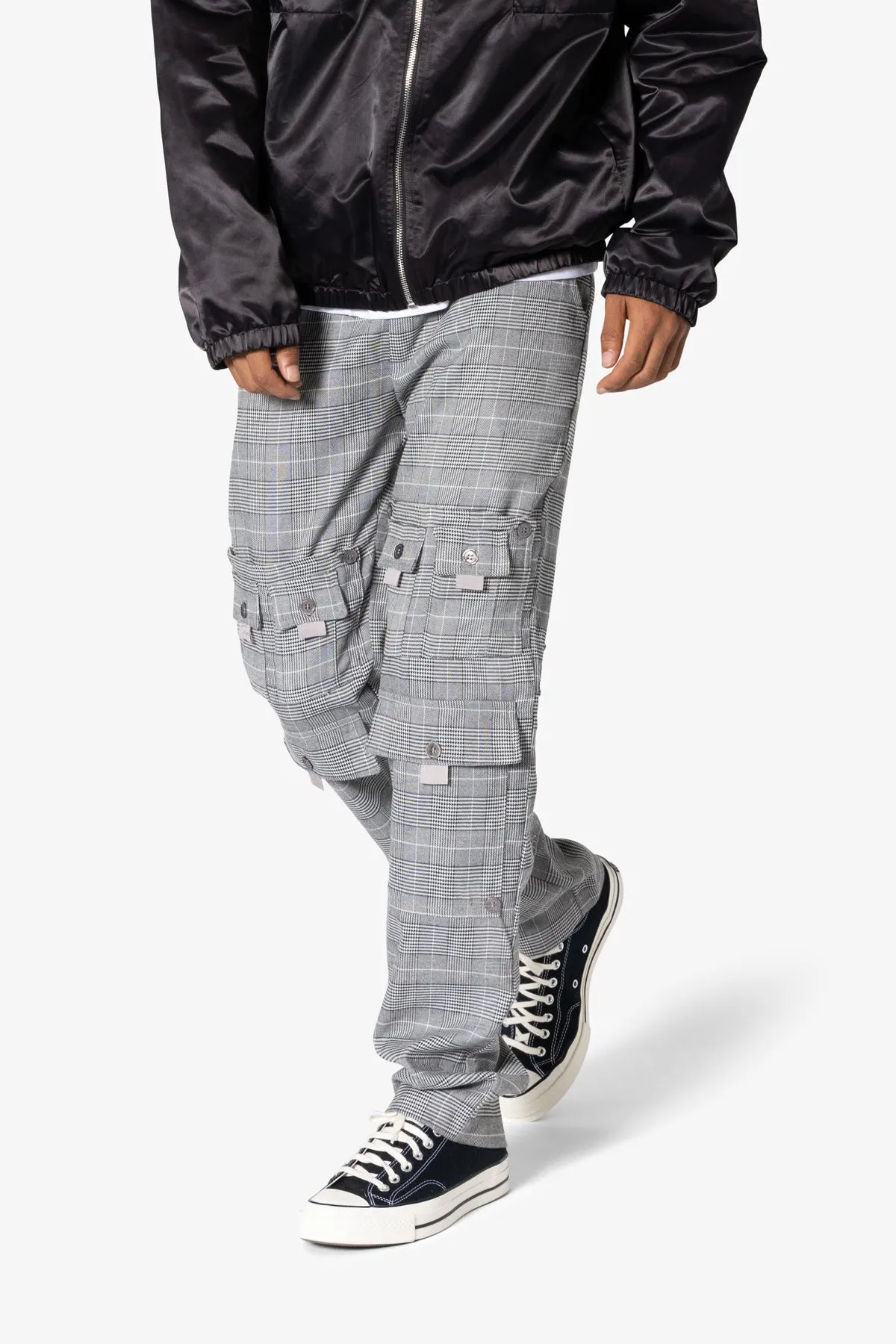 Plaid All Over Pocket Pants - Grey