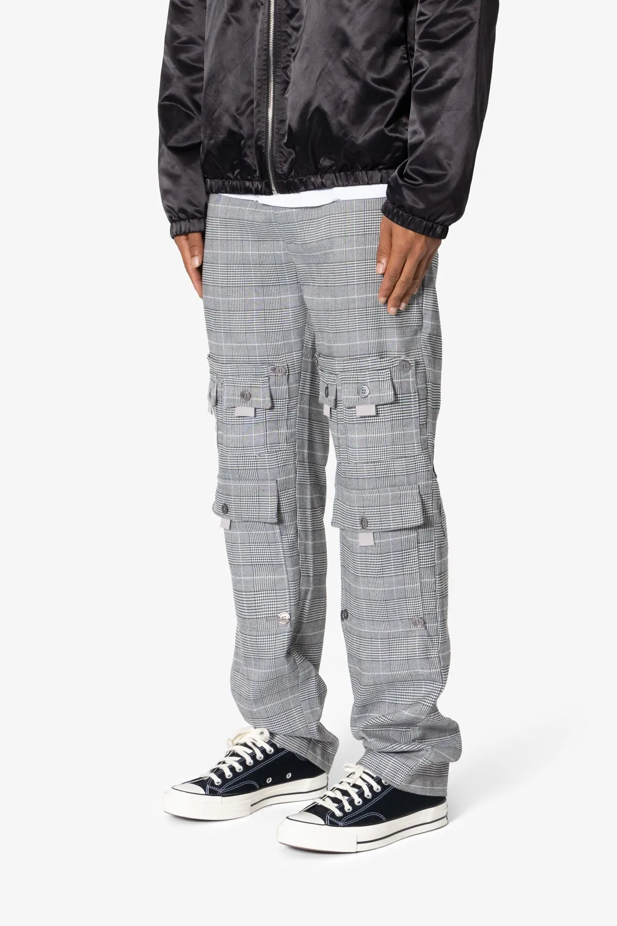 Plaid All Over Pocket Pants - Grey