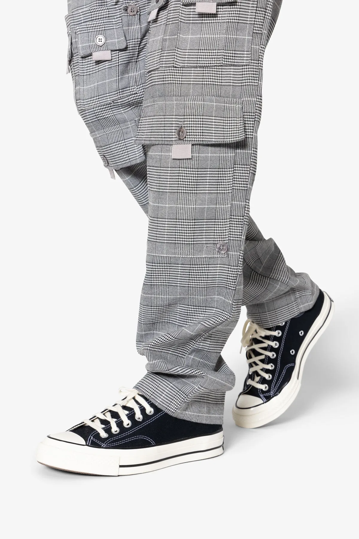 Plaid All Over Pocket Pants - Grey