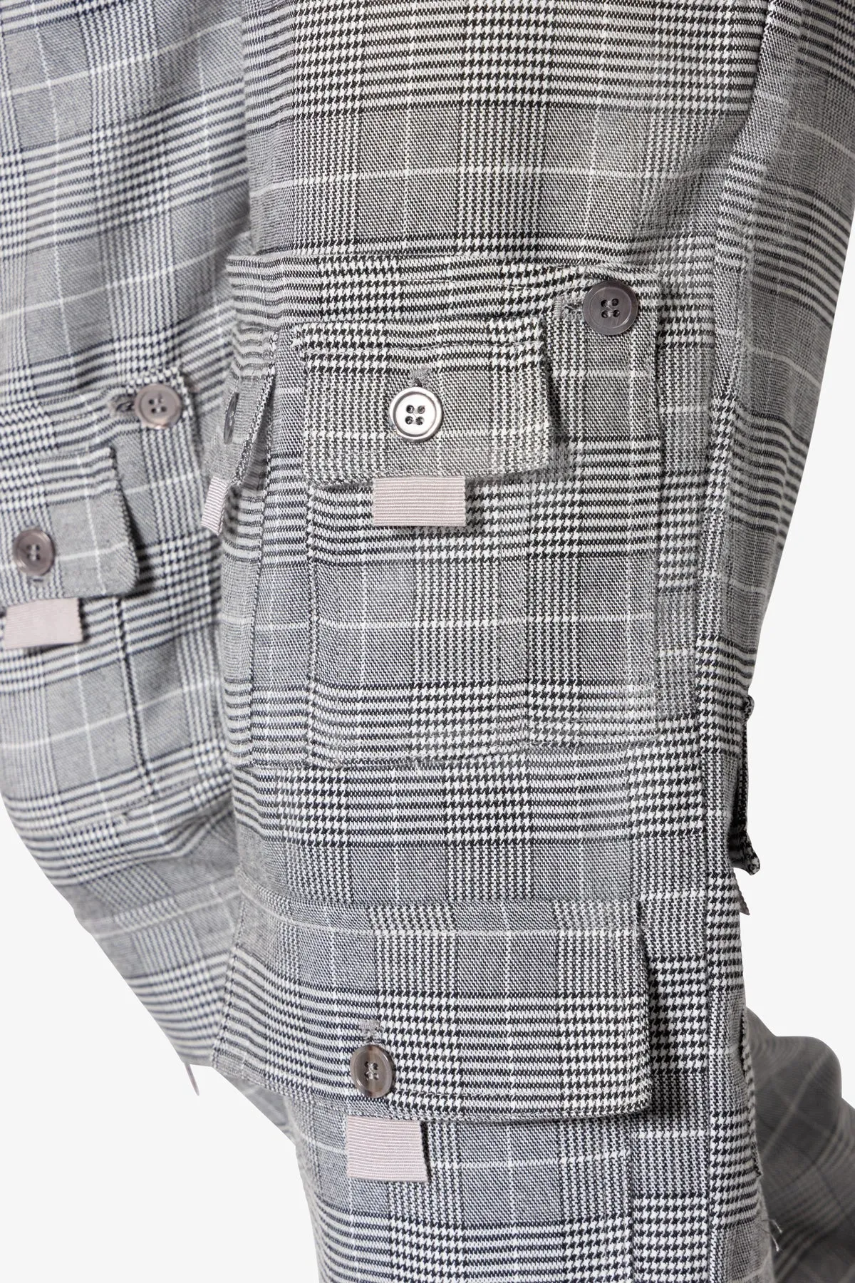 Plaid All Over Pocket Pants - Grey
