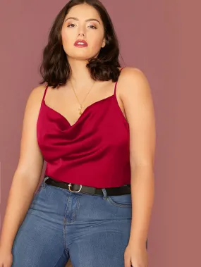 Plain Spaghetti Strap Regular Plus Size Tank Top & Cami
