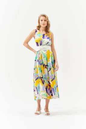 PURE VISCOSE PRINTED MIDMAXI DRESS