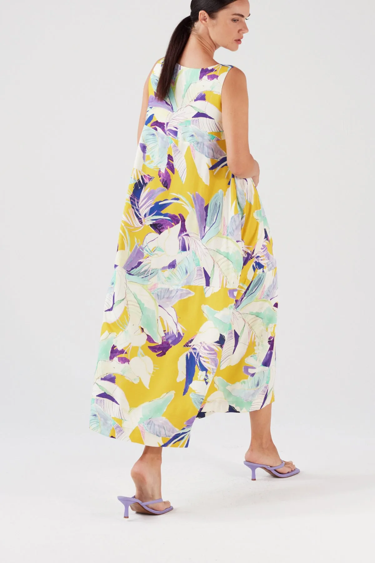 PURE VISCOSE PRINTED MIDMAXI DRESS