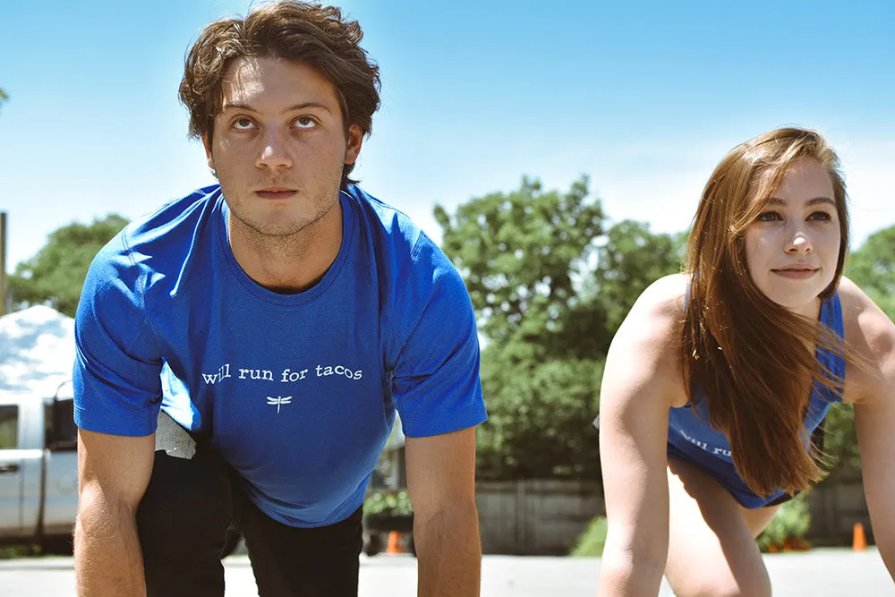 "will run for tacos" women's athletic tank