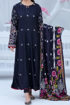 Rafia Khas Stitched 3 Piece Emb Linen Digital Printed Shawl Collection'2022-DPL-94