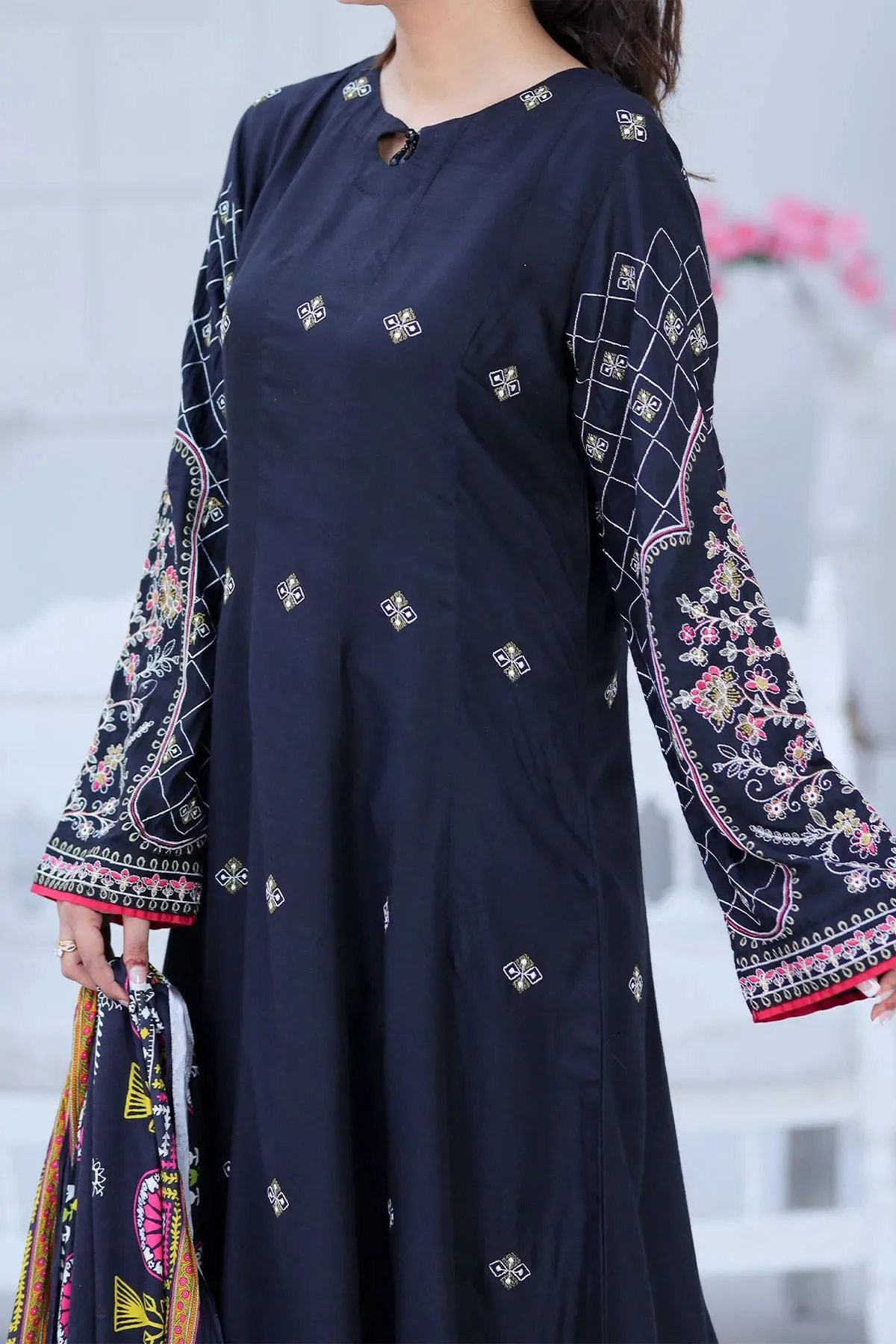Rafia Khas Stitched 3 Piece Emb Linen Digital Printed Shawl Collection'2022-DPL-94