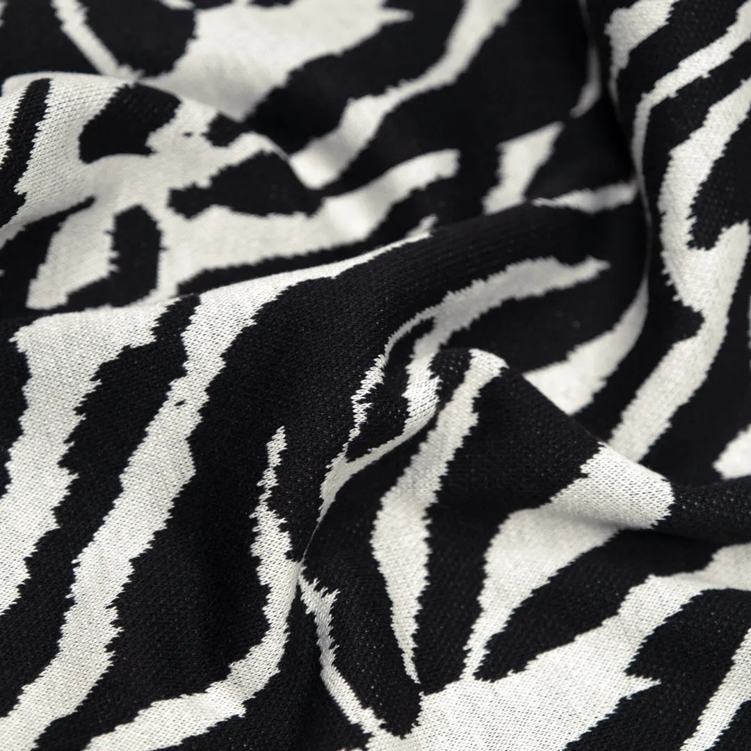 Remnant - 1m - Deadstock Wild One Double Knit - Black/White