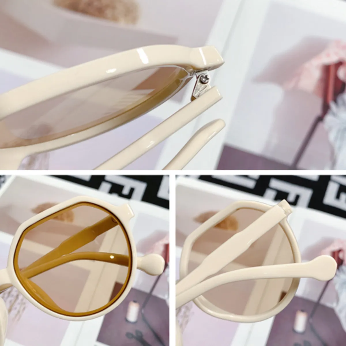Round Unisex Sunglasses Polycarbon Frame Eyewear UV400 Protection Fashion Sunglasses