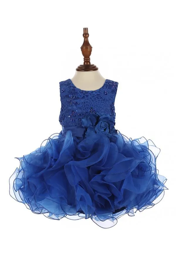 Ruffle Sequin Tulle Girl Baby Dress by Cinderella Couture USA AS9074B