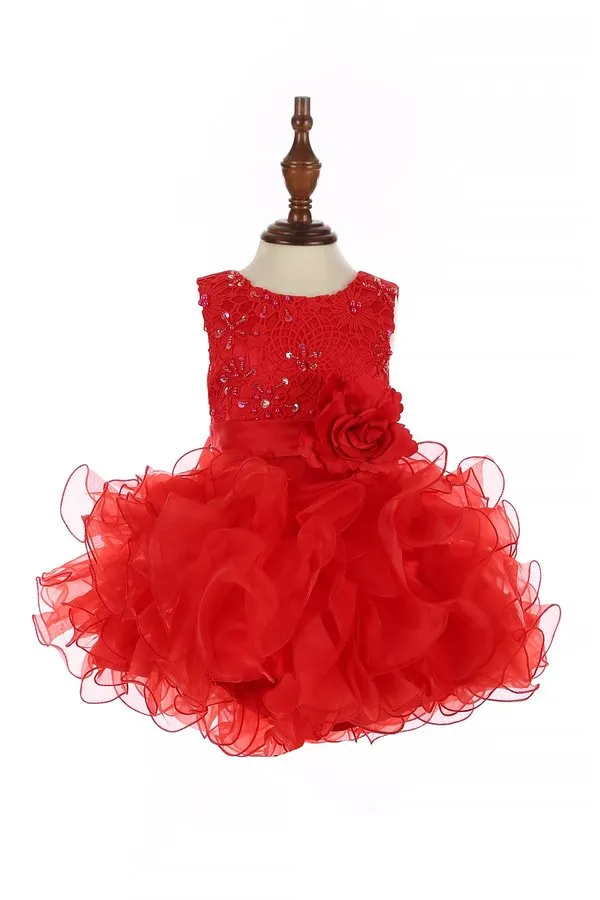 Ruffle Sequin Tulle Girl Baby Dress by Cinderella Couture USA AS9074B