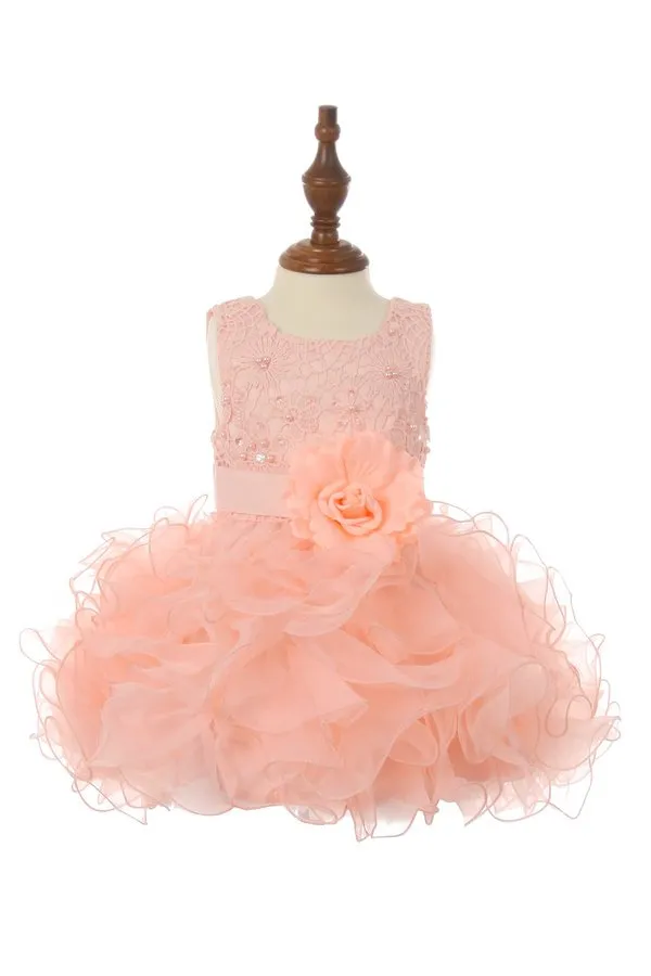 Ruffle Sequin Tulle Girl Baby Dress by Cinderella Couture USA AS9074B