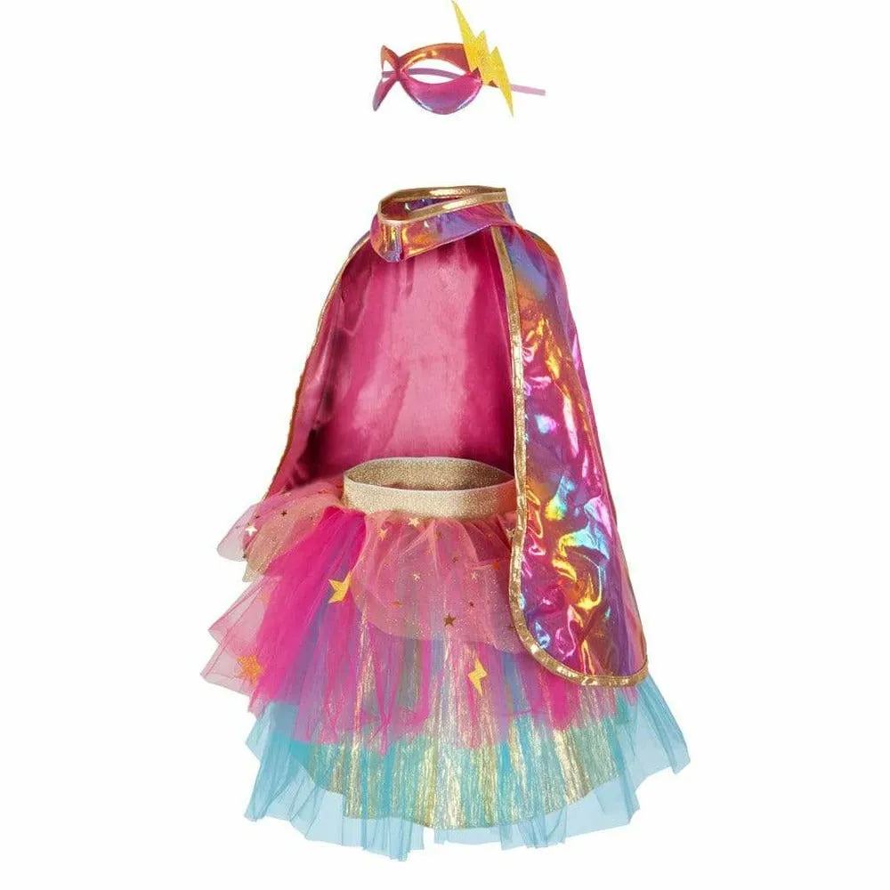 Super-Duper Tutu/Cape/Mask, Pink/Gold, Size 4-6