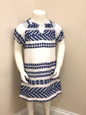 The Michelle Girl's Dress in Royal and White