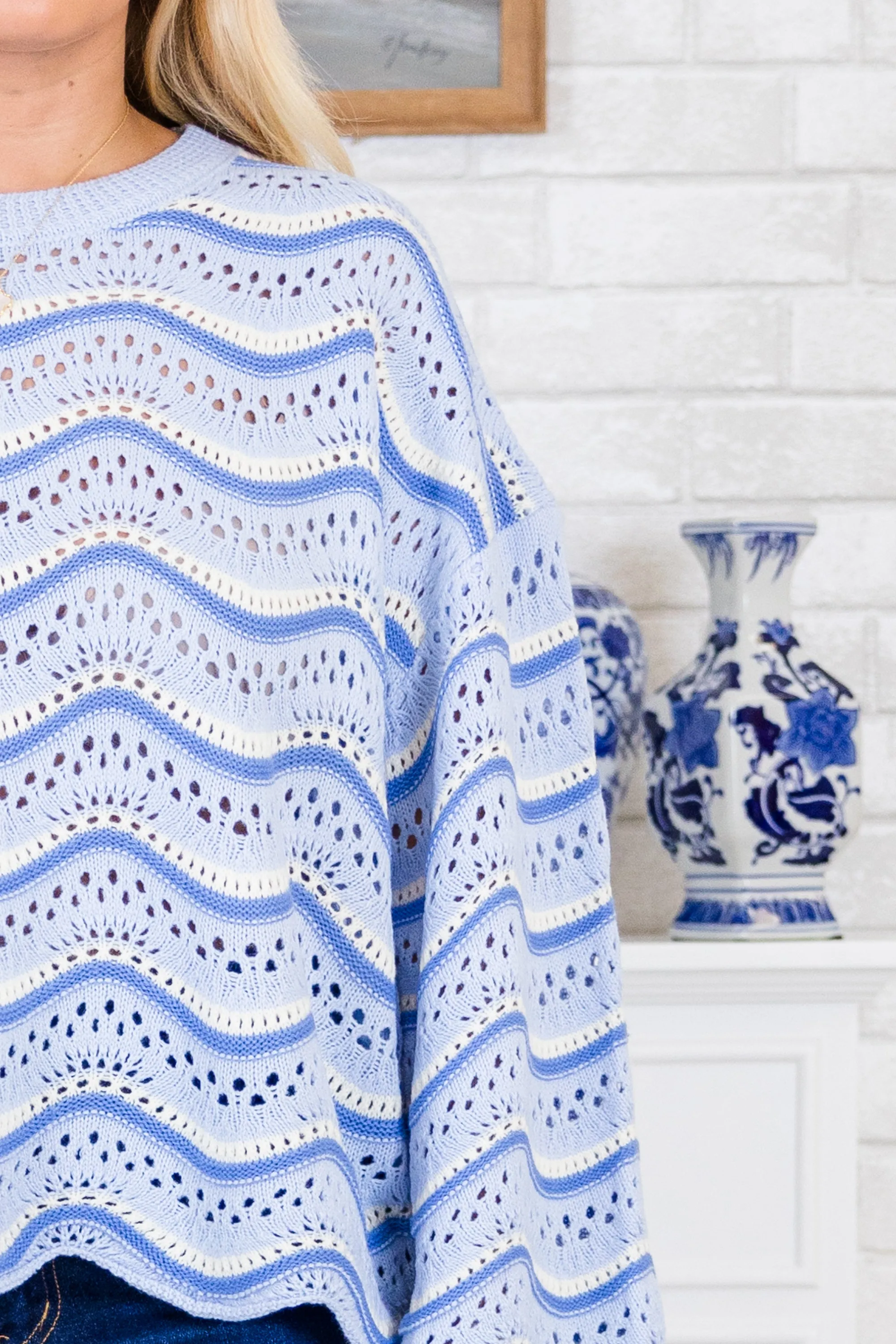 Wavy Comfort Sweater, Blue