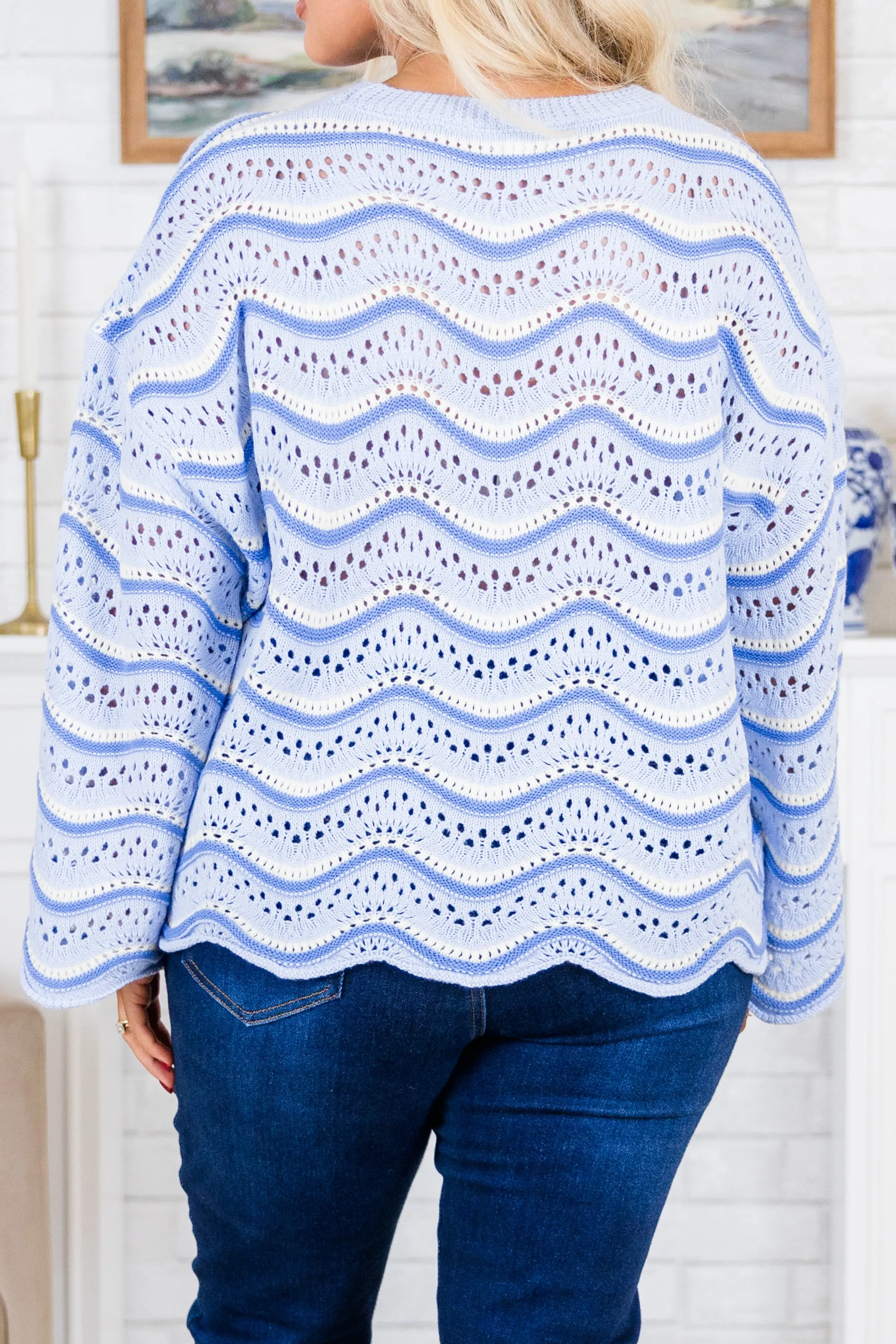 Wavy Comfort Sweater, Blue