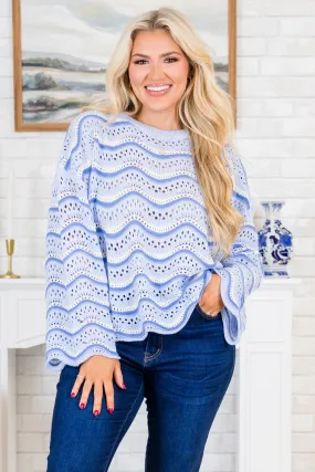Wavy Comfort Sweater, Blue