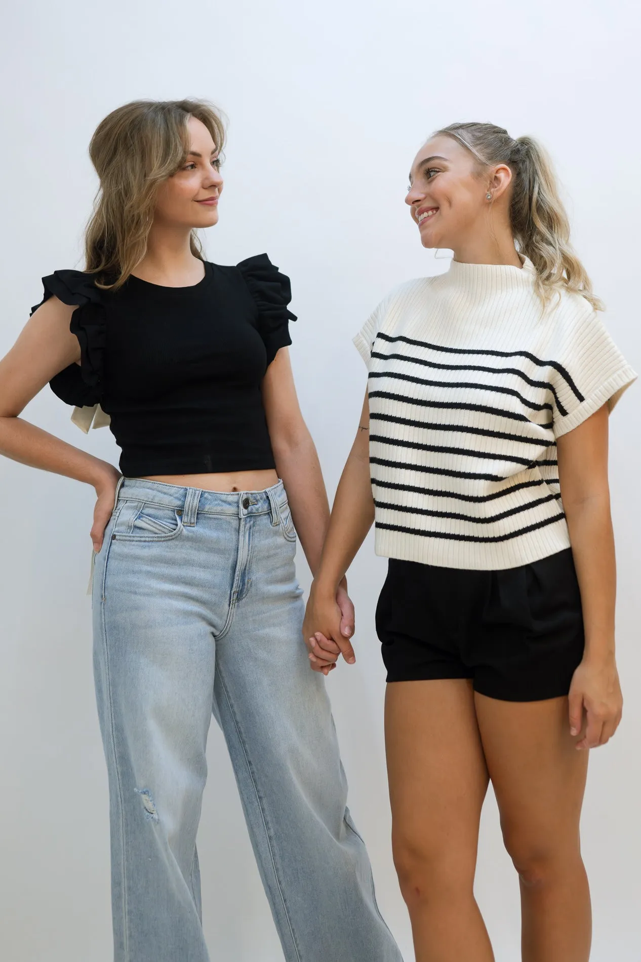 Winston Ruffle Crop Top - Black