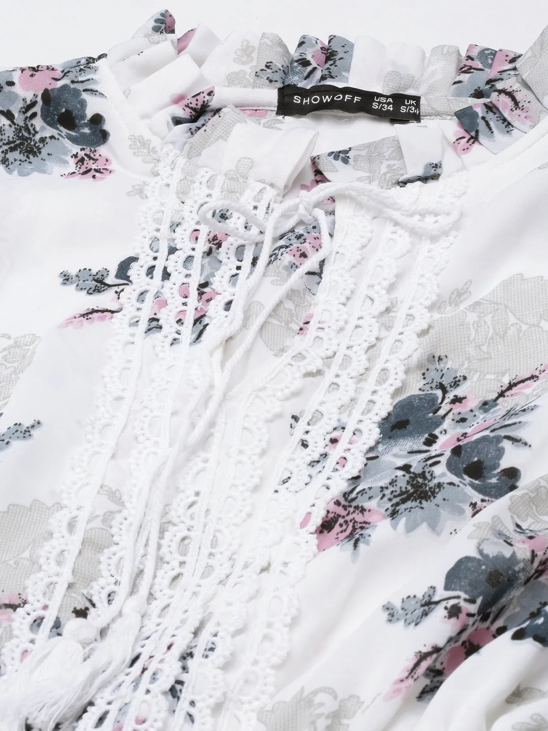 Women White Floral Fit and Flare Dress
