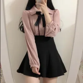Women's Japanese Korean Design Preppy Style Tops